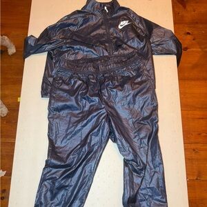 VINTAGE NIKE SPORTSWEAR SET 2 pcs CROPPED SWOOSH WINDBREAKER JACKET/PANTS Sz MED